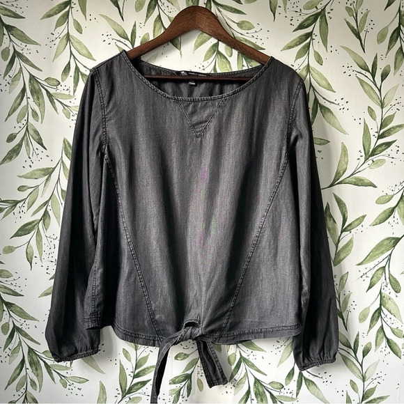 Lee Riders Shape Illusions Long Sleeve Tie Front Denim Shirt. Size L. Bl… - Picture 3 of 11